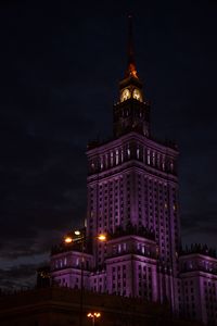 Preview wallpaper tower, clock, building, architecture, night, lights