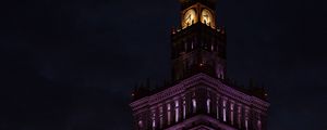 Preview wallpaper tower, clock, building, architecture, night, lights