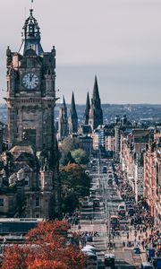 Preview wallpaper tower, clock, buildings, architecture, street, city