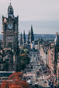 Preview wallpaper tower, clock, buildings, architecture, street, city