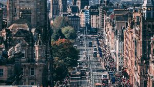 Preview wallpaper tower, clock, buildings, architecture, street, city