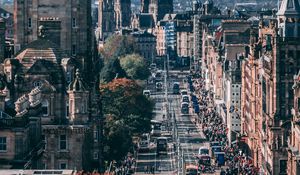 Preview wallpaper tower, clock, buildings, architecture, street, city
