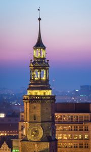 Preview wallpaper tower, clock, lights, city