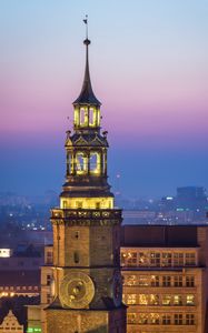 Preview wallpaper tower, clock, lights, city