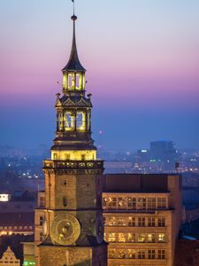 Preview wallpaper tower, clock, lights, city