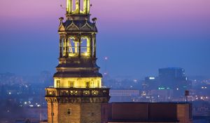 Preview wallpaper tower, clock, lights, city