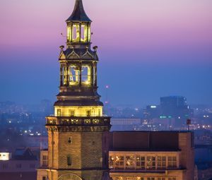 Preview wallpaper tower, clock, lights, city