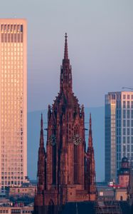 Preview wallpaper tower, clock, skyscrapers, buildings, architecture, city