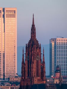 Preview wallpaper tower, clock, skyscrapers, buildings, architecture, city