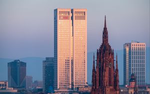 Preview wallpaper tower, clock, skyscrapers, buildings, architecture, city