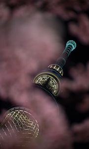 Preview wallpaper tower, clouds, night, backlight