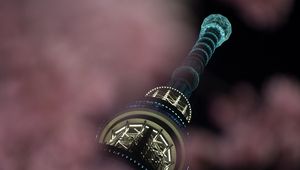 Preview wallpaper tower, clouds, night, backlight