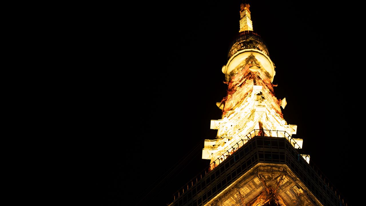 Wallpaper tower, construction, architecture, backlight, night