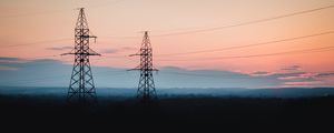 Preview wallpaper tower, construction, silhouette, forest, twilight, dark