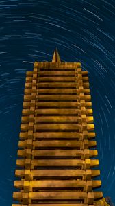 Preview wallpaper tower, construction, stars, rotation, long exposure