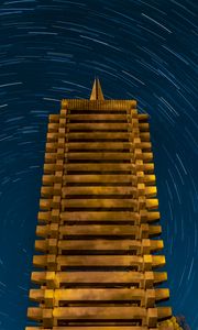 Preview wallpaper tower, construction, stars, rotation, long exposure