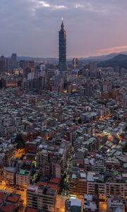 Preview wallpaper tower, evening, city