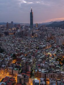 Preview wallpaper tower, evening, city