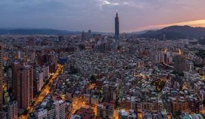 Preview wallpaper tower, evening, city