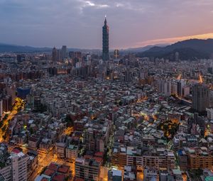 Preview wallpaper tower, evening, city