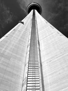 Preview wallpaper tower, facade, bottom view, bw