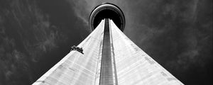 Preview wallpaper tower, facade, bottom view, bw