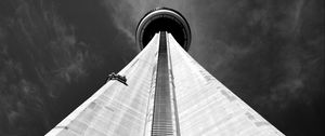 Preview wallpaper tower, facade, bottom view, bw