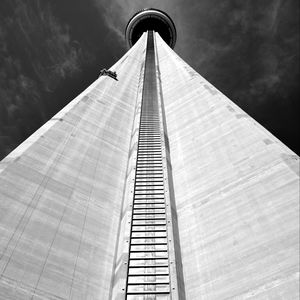 Preview wallpaper tower, facade, bottom view, bw