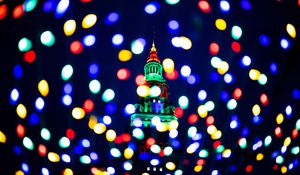 Preview wallpaper tower, glow, lights, bokeh, colorful