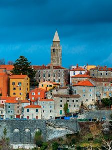 Preview wallpaper tower, houses, buildings, architecture, city