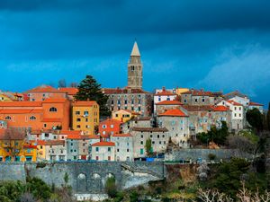 Preview wallpaper tower, houses, buildings, architecture, city