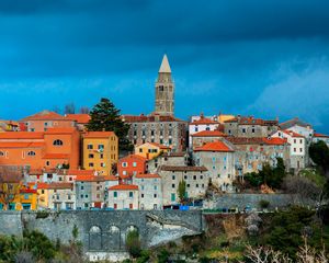 Preview wallpaper tower, houses, buildings, architecture, city
