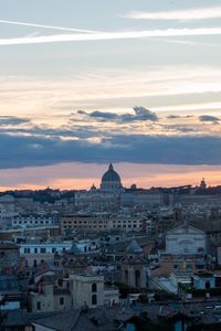 Preview wallpaper tower, houses, buildings, rome, italy, sunrise, city