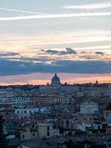 Preview wallpaper tower, houses, buildings, rome, italy, sunrise, city