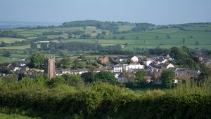 Preview wallpaper tower, houses, trees, village