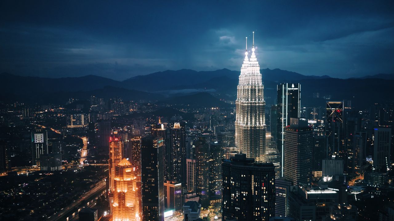 Wallpaper tower, lighting, buildings, city, night