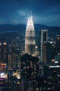 Preview wallpaper tower, lighting, buildings, city, night