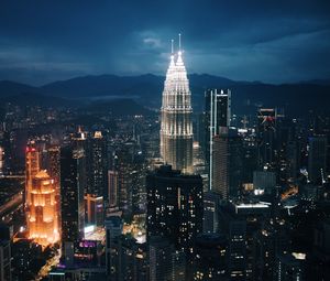 Preview wallpaper tower, lighting, buildings, city, night