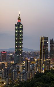 Preview wallpaper tower, lights, city, night