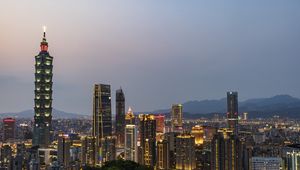 Preview wallpaper tower, lights, city, night