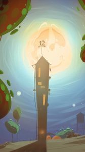Preview wallpaper tower, moon, art, night, moonlight