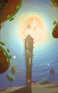 Preview wallpaper tower, moon, art, night, moonlight