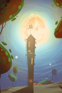 Preview wallpaper tower, moon, art, night, moonlight