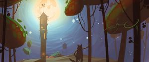 Preview wallpaper tower, moon, art, night, moonlight
