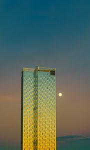 Preview wallpaper tower, moon, building, architecture
