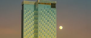 Preview wallpaper tower, moon, building, architecture