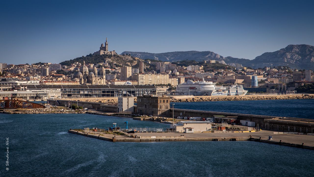 Wallpaper tower, mountain, buildings, city, sea, pier