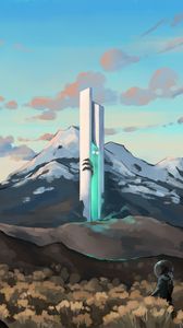 Preview wallpaper tower, mountains, fantasy, art