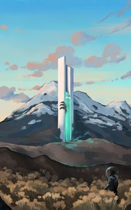 Preview wallpaper tower, mountains, fantasy, art