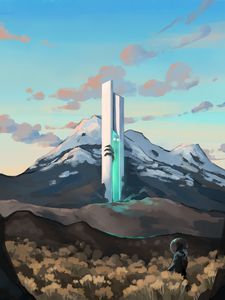 Preview wallpaper tower, mountains, fantasy, art